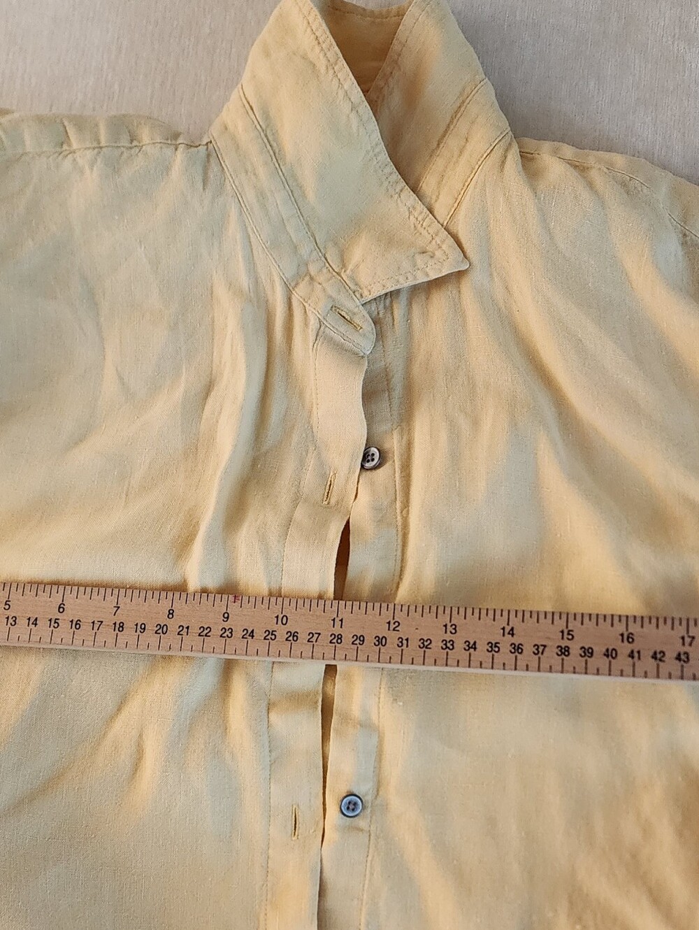 Pure Jill 100% Linen Buttery Light Yellow Button-Front Shirt Dress/ Duster - Picture 8 of 9